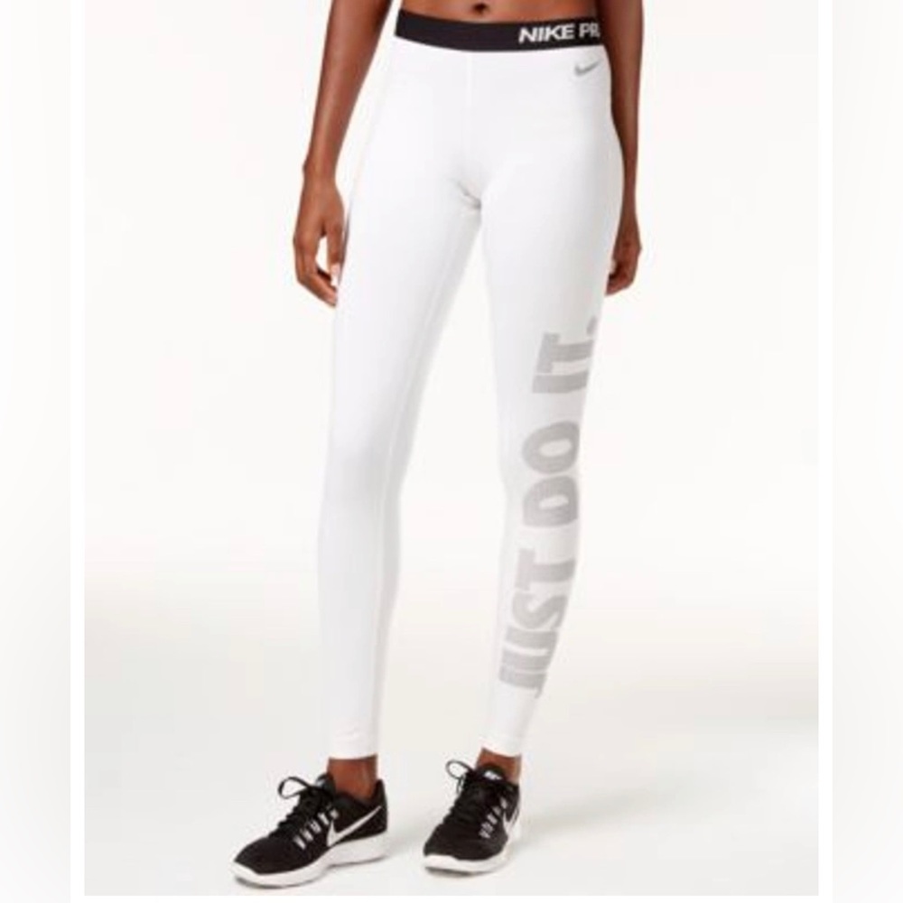 *SOLD*Nike Pro Dri Fit Just Do It White Leggings